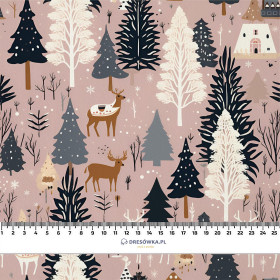 Pink Vintage Christmas wz. 4 - Cotton woven fabric