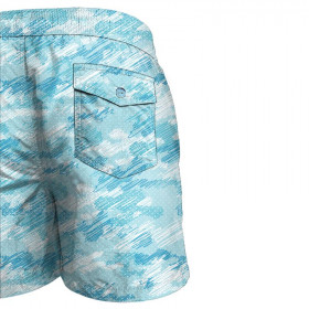 Men's swim trunks - CAMOUFLAGE - scribble / light blue - sewing set