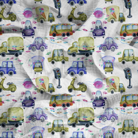 ON THE ROAD (COLORFUL TRANSPORT) - Cotton muslin