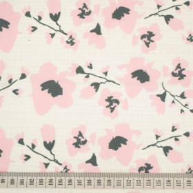 CUSHION PANEL - PAINTED FLOWERS/ rose quartz- HOME DECOR PREMIUM 