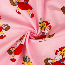 RED RIDING HOOD / pink - Cotton woven fabric