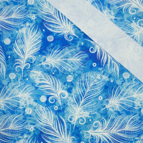 WHITE FEATHERS / blue - Waterproof woven fabric