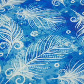 WHITE FEATHERS / blue - Waterproof woven fabric
