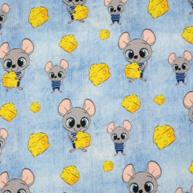 MOUSE AND CHEESE / ACID WASH PAT. 3 LIGHT BLUE - single jersey 