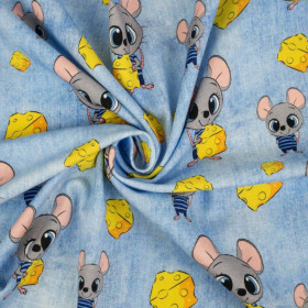 MOUSE AND CHEESE / ACID WASH PAT. 3 LIGHT BLUE - single jersey 