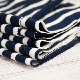 STRIPES DARK BLUE / WHITE 1,0cm x 0,5cm - Viscose jersey