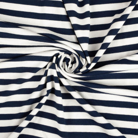 STRIPES DARK BLUE / WHITE 1,0cm x 1,0cm - Viscose jersey