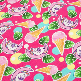 UNICORNS AND ICE CREAM / fuchsia - Viskose-Jersey WE210