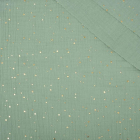 GOLDEN DOTS / modern mint - Cotton muslin