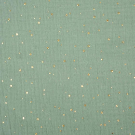 GOLDEN DOTS / modern mint - Cotton muslin