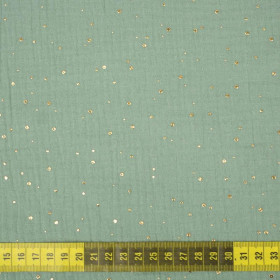 GOLDEN DOTS / modern mint - Cotton muslin