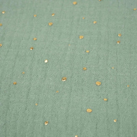 GOLDEN DOTS / modern mint - Cotton muslin