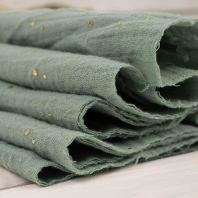 GOLDEN DOTS / modern mint - Cotton muslin