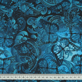 LACE BUTTERFLIES / blue - Waterproof woven fabric