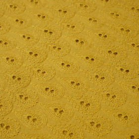 DROPS / mustard - Embroidered cotton fabric