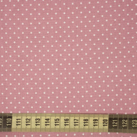 WHITE DOTS / Flamingo Pink - Cotton woven fabric