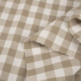 CHECKED / beige - Cotton woven fabric