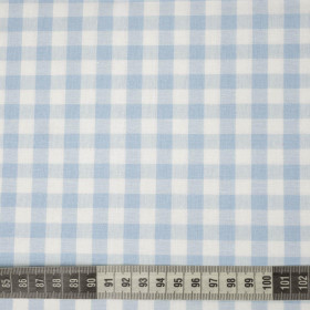 CHECKED / light blue - Cotton woven fabric