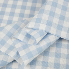 CHECKED / light blue - Cotton woven fabric