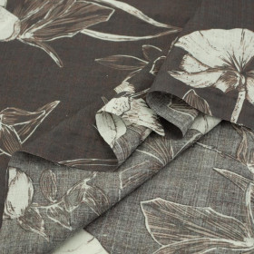 WHITE FLOWERS / grey - Batiste