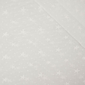 STARS / white - Embroidered cotton fabric