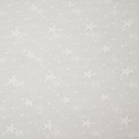 STARS / white - Embroidered cotton fabric