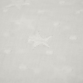 STARS / white - Embroidered cotton fabric