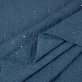 SILVER DOTS / powder blue - Cotton muslin