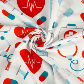 MEDICAL RESCUE (HOBBIES AND JOBS) - colorful / white - looped knit fabric