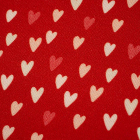 MINI HEARTS / RED (BIRDS IN LOVE) - single jersey with elastane 