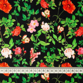 MINI ROSES AND LEAVES (PARADISE GARDEN)  - Waterproof woven fabric