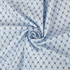 HEARTS AND RHOMBUSES / BLUE CHECK - POPLIN 100% cotton 