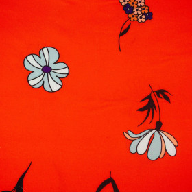 PAINTED FLOWERS / red - viscose woven fabric