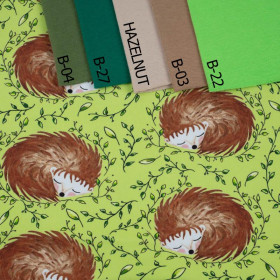 50cm SLEEPING HEDGEHOGS (SLEEPING ANIMALS) / green - organic looped knit fabric