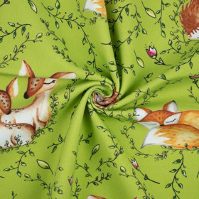 SLEEPING ANIMALS MIX (SLEEPING ANIMALS) / green - looped knit fabric