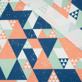 TRIANGLES / salmon pink - Waterproof woven fabric