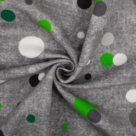 GREEN DOTSIES / ACID WASH GREY - looped knit fabric