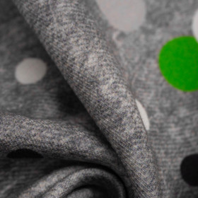 GREEN DOTSIES / ACID WASH GREY - looped knit fabric