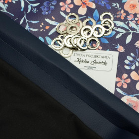 BUCKET BAG - PAINTED PEONIES / navy