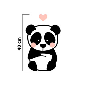 PANDA / PALE PINK size "M" 50x60 cm - white (front) - SINGLE JERSEY PANEL 