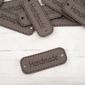 Leatherette label Handmade - graphite