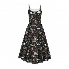 DRESS "ISABELLE" - PASTEL FLOWERS / black - sewing set