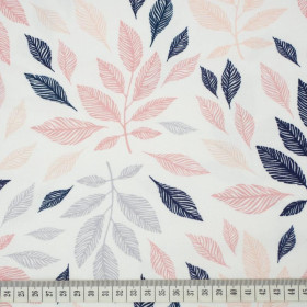 PASTEL LEAVES - single jersey with elastane TE210