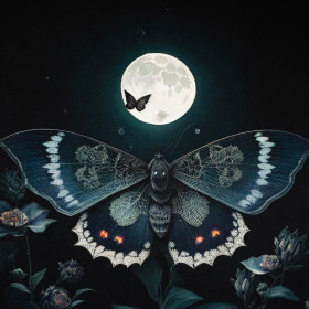NIGHT BUTTERFLY - panel (75cm x 80cm) single jersey