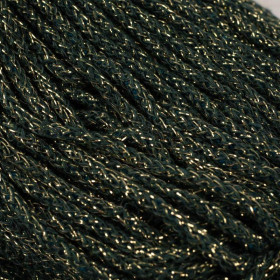 Strings cotton 5mm - bottled green with gold thread