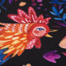 ROOSTERS / black - Waterproof woven fabric