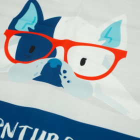 DOG WITH GLASSES - panel Waterproof woven fabric EN