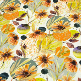 ORANGE CORNFLOWERS - single jersey with elastane TE210