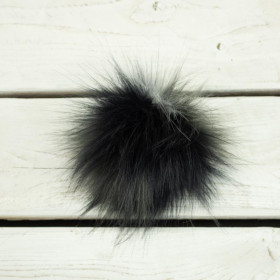 Eco fur pompom 9cm - black-grey-white