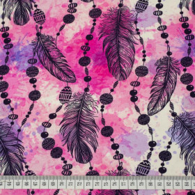 PINK FEATHERS AND BEADS - single jersey with elastane TE210